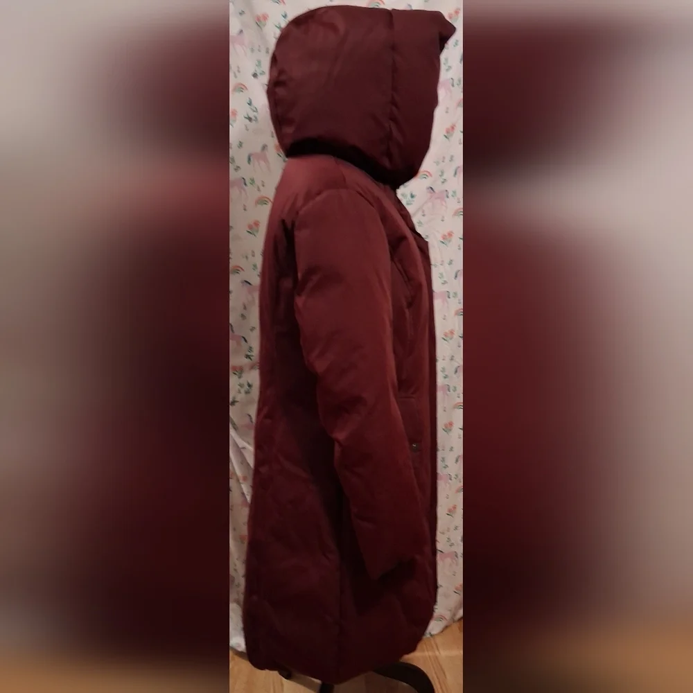 NWOT Sandova Genoa Plum Double Breast 700+ Down Puffer Fitted Ski Jacket SZ L